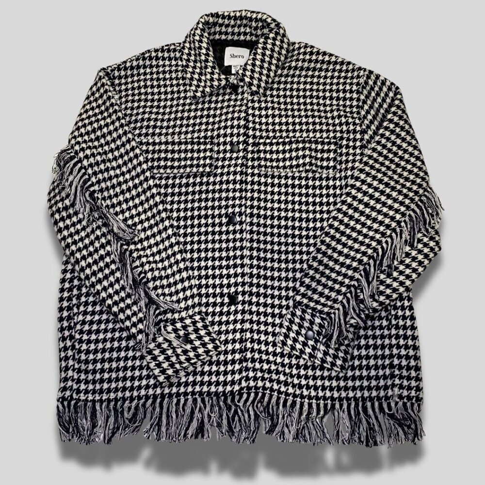 SHERO Black and White Houndstooth-patterned Jacket size S NWT